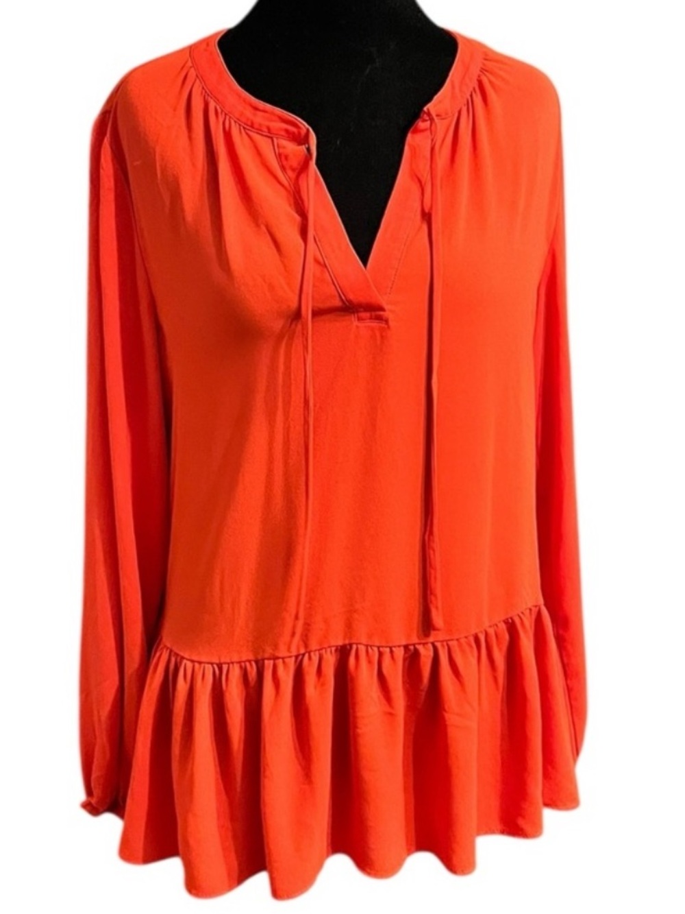 LOFT Red Orange Long Sleeve Blouse M